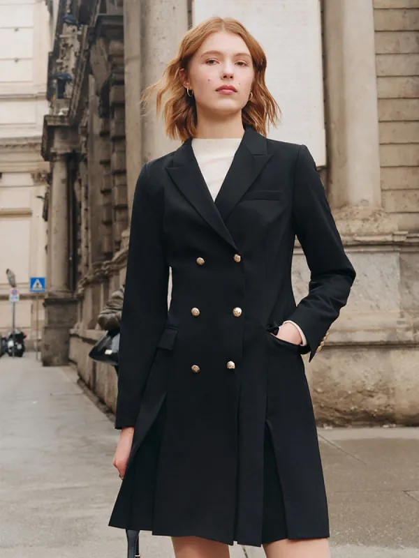 Double-Breasted Woolen Blazer Mini Dress sold by Goelia