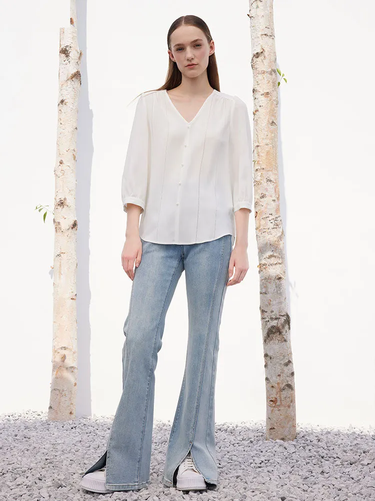 Blue Slit Flare Jeans sold by Goelia product image thumbnail 2
