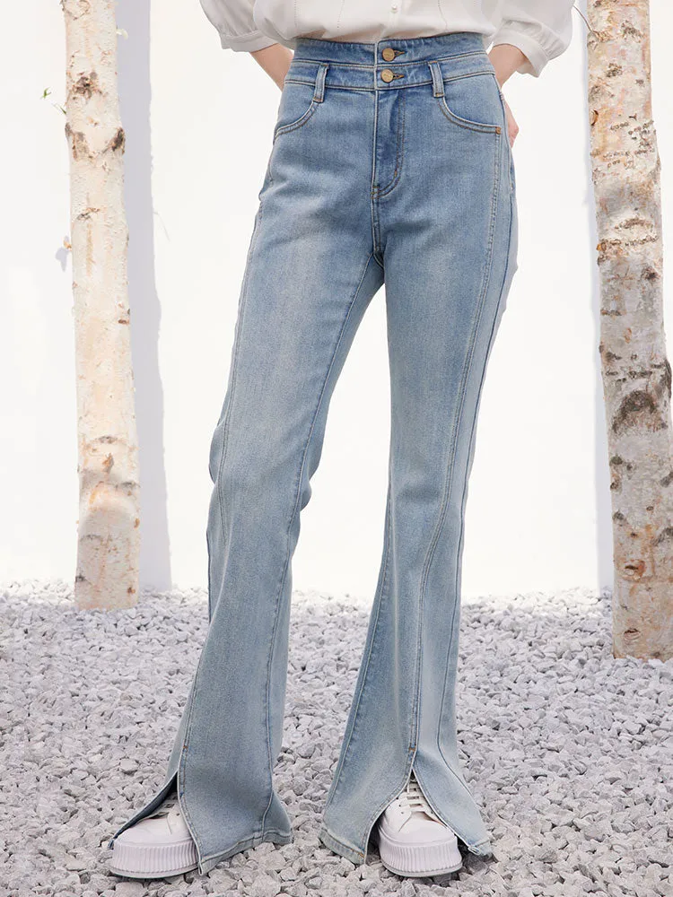 Blue Slit Flare Jeans sold by Goelia product image thumbnail 3
