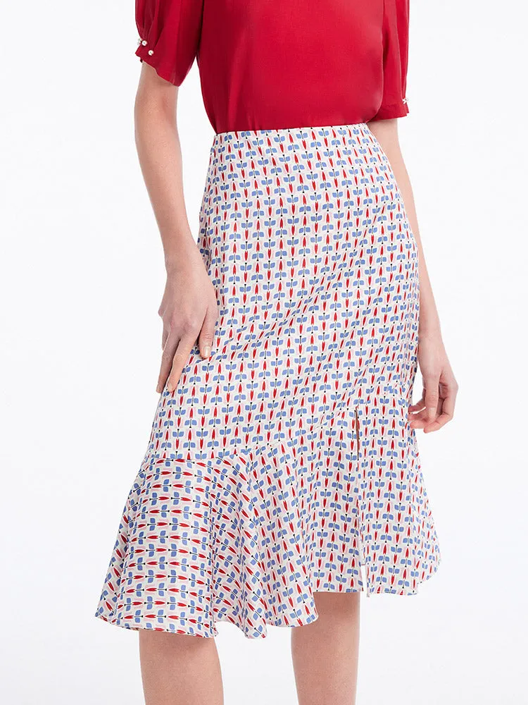 Ruffle Hem Midi Skirt sold by Goelia
