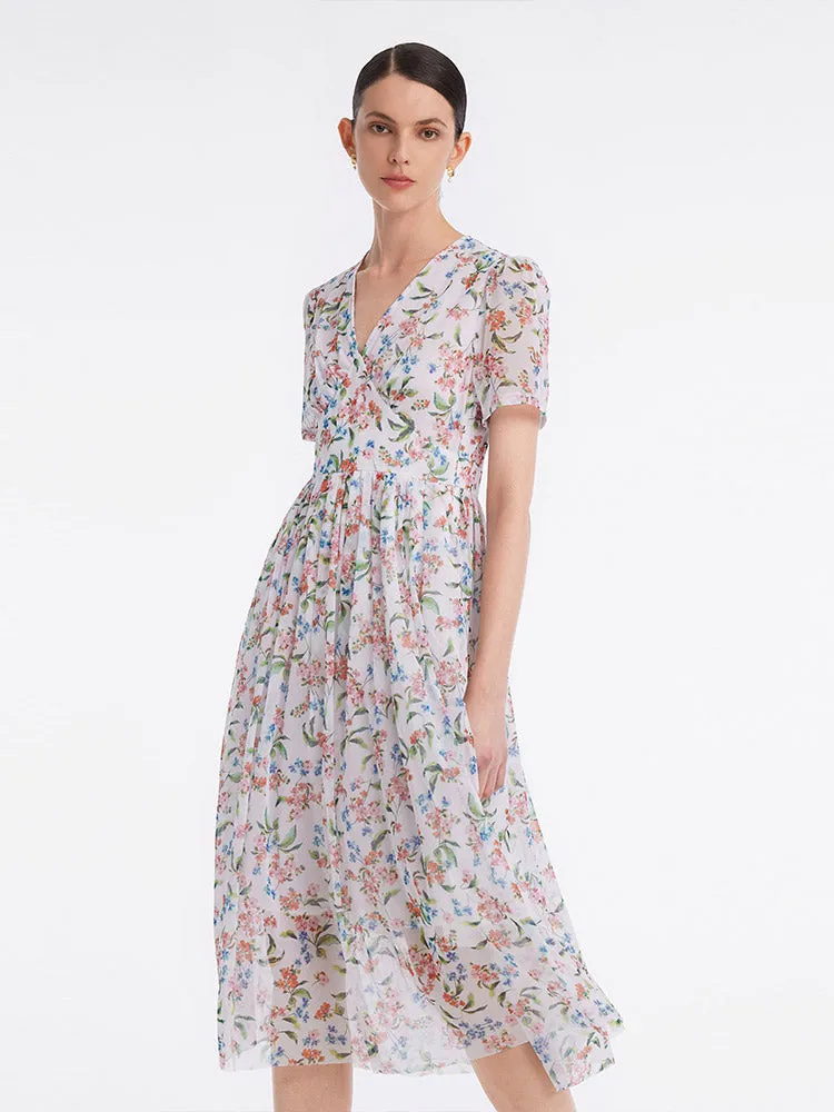 Floral Print V-Neck Midi Dress sold by Goelia
