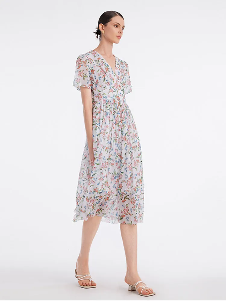 Floral Print V-Neck Midi Dress sold by Goelia product image thumbnail 4