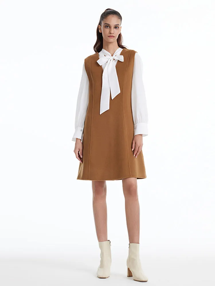 Brown Wool Tank Mini Dress sold by Goelia