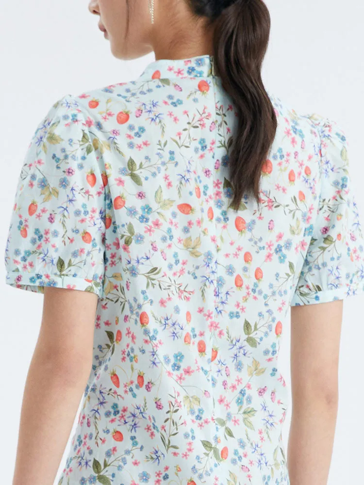 Floral Print Cheongsam Qipao Midi Collared Dress sold by Goelia product image thumbnail 4