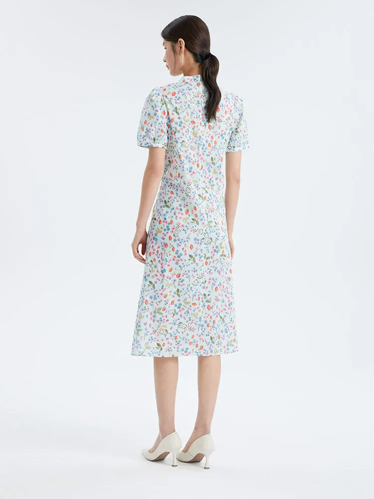 Floral Print Cheongsam Qipao Midi Collared Dress sold by Goelia product image thumbnail 2