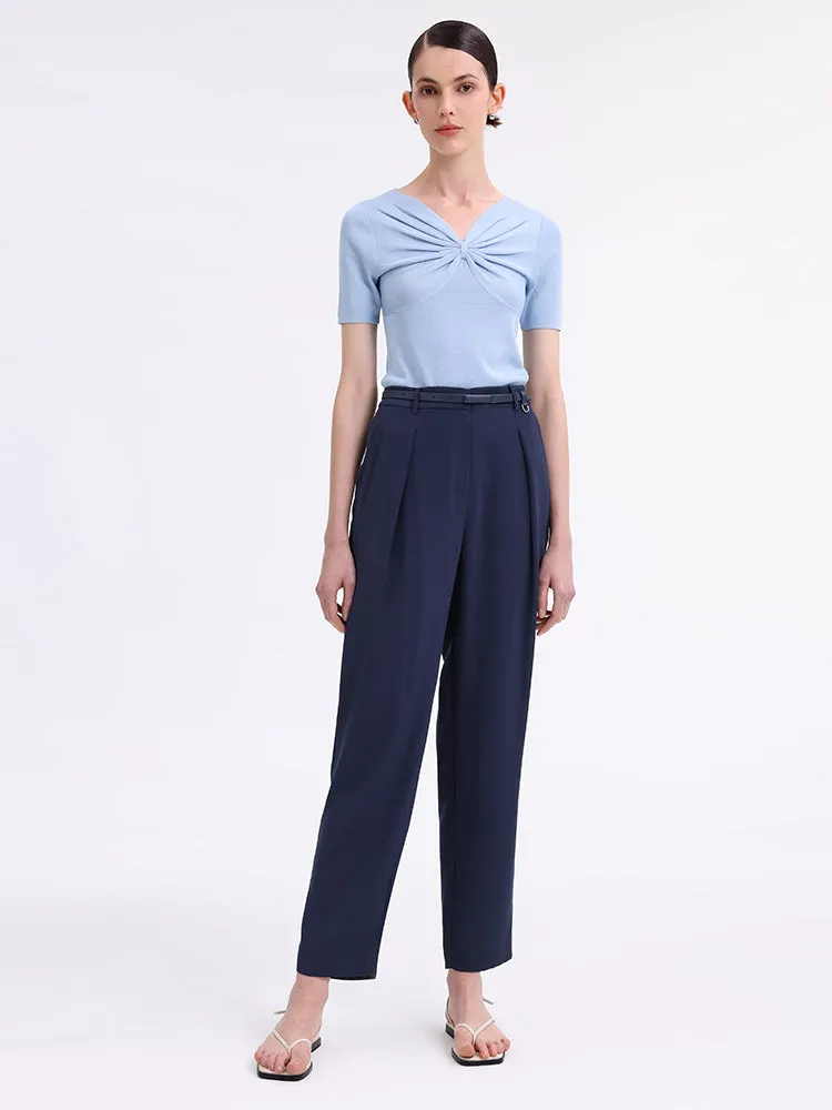 Triacetate Tapered Pants With Belt And Silk Scarf sold by Goelia product image thumbnail 3