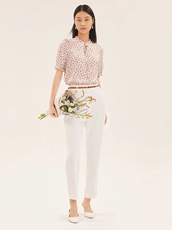 Ruffle Print Woven Women Blouse sold by Goelia