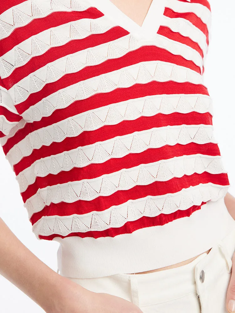 Knitted Striped Pullover Knit Top sold by Goelia product image thumbnail 5