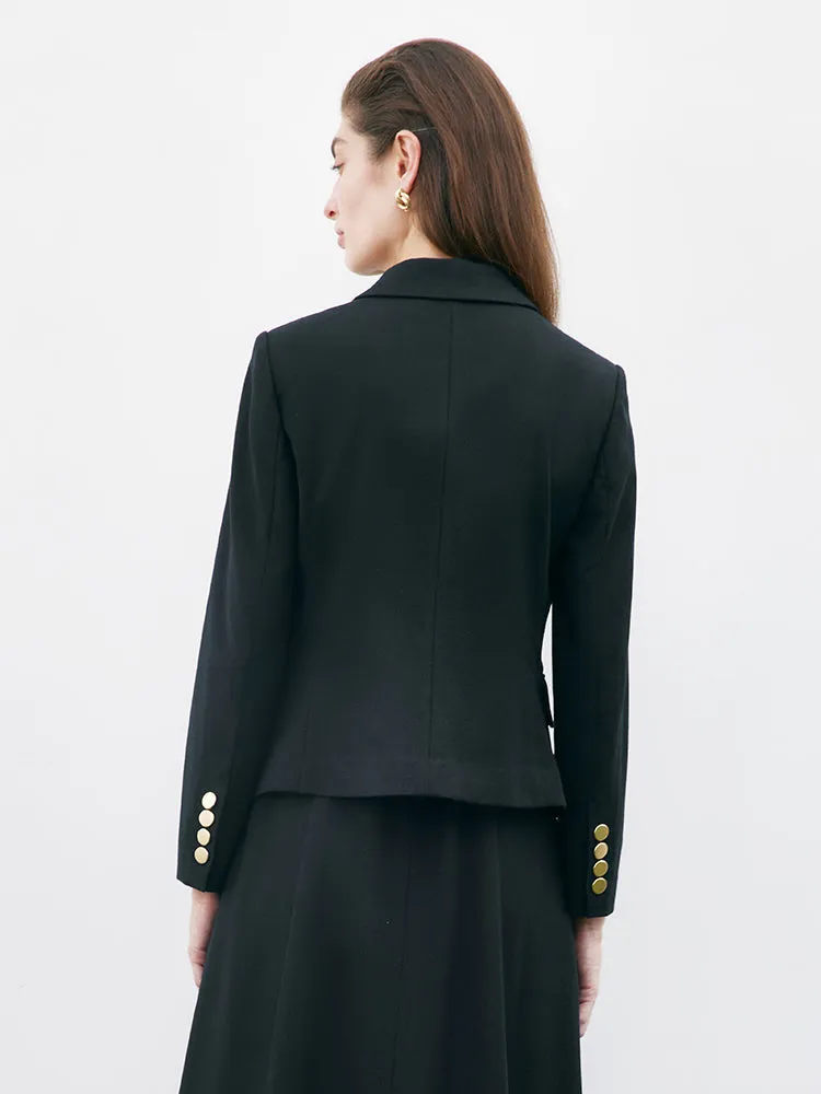 Black Worsted Woolen Crop Women Blazer sold by Goelia product image thumbnail 2