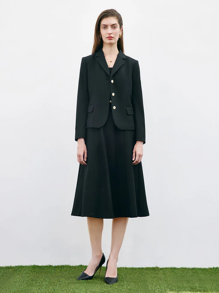 Black Worsted Woolen Crop Women Blazer sold by Goelia product image thumbnail 3