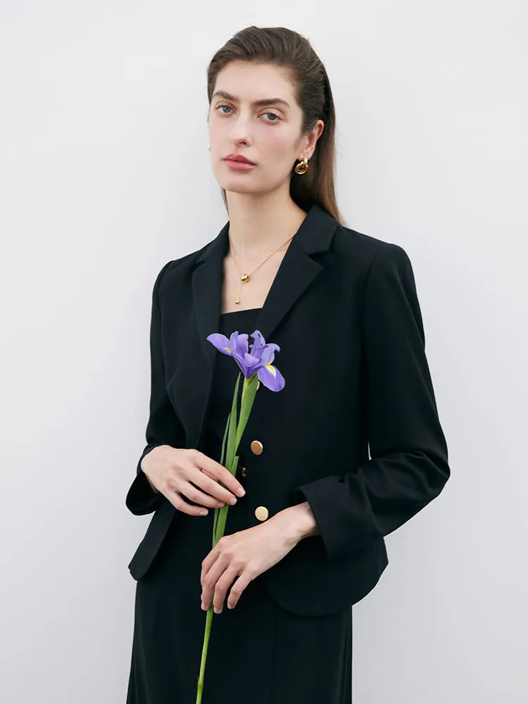 Black Worsted Woolen Crop Women Blazer sold by Goelia product image thumbnail 5
