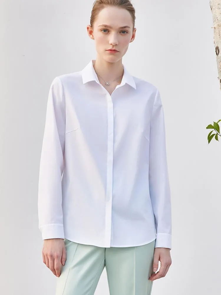 White Slim Long Sleeve Shirt sold by Goelia product image thumbnail 3