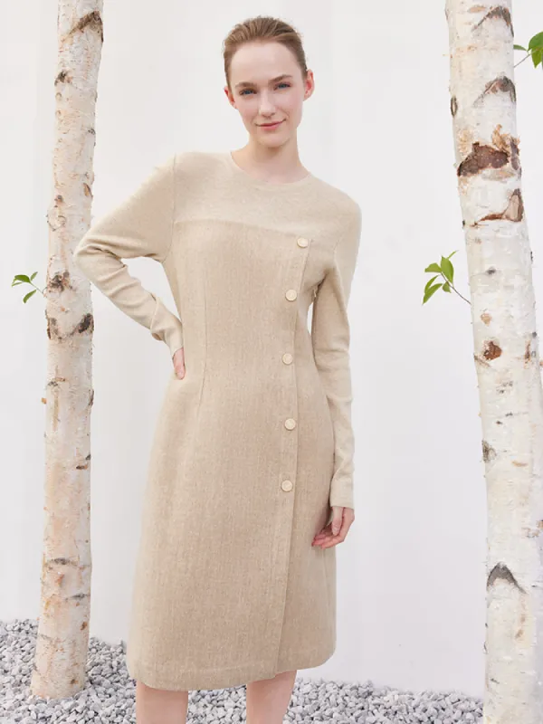 Woolen Patchwork Slim Dress sold by Goelia