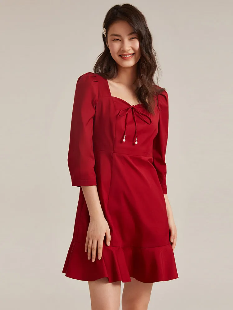 Chili Red Half-sleeve Mini Dress sold by Goelia product image thumbnail 2