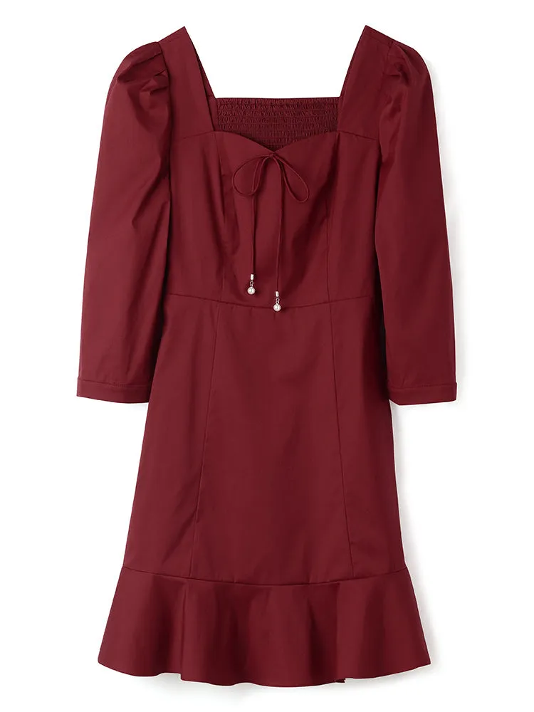 Chili Red Half-sleeve Mini Dress sold by Goelia product image thumbnail 5