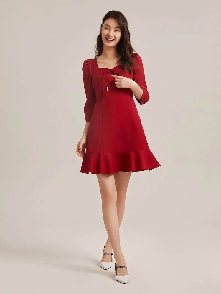 Chili Red Half-sleeve Mini Dress sold by Goelia product image thumbnail 3