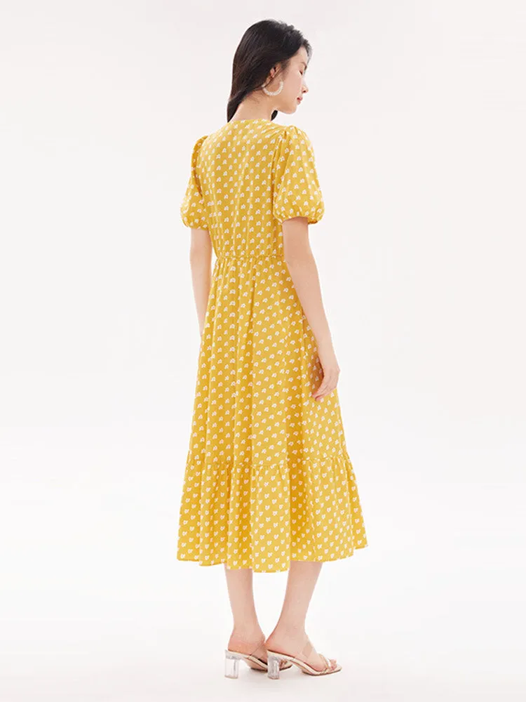 Yellow Floral Print Maxi Dress sold by Goelia product image thumbnail 2
