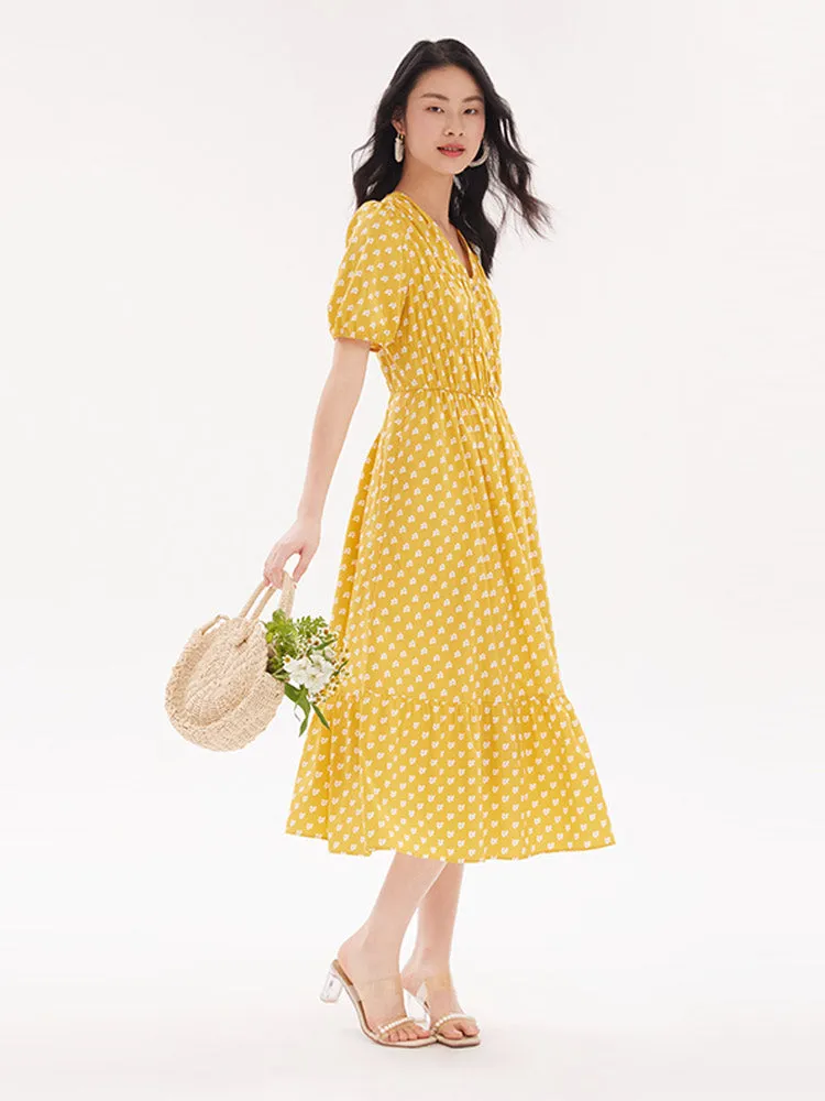 Yellow Floral Print Maxi Dress sold by Goelia product image thumbnail 3
