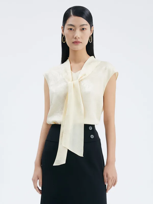 16 Momme Silk Jacquard Woven Women Blouse sold by Goelia