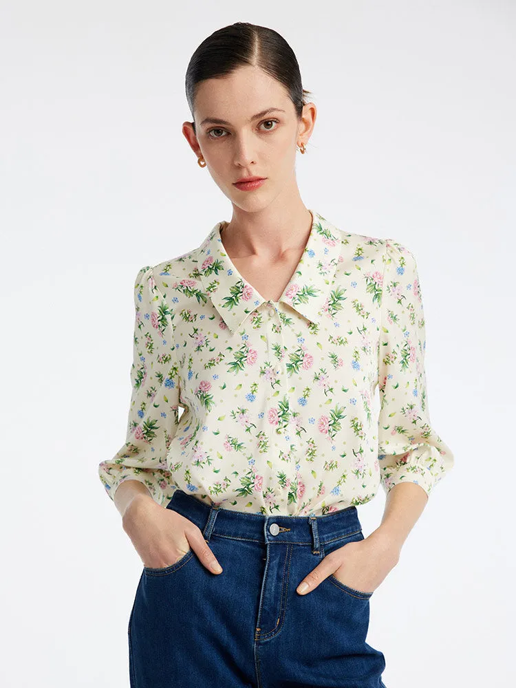 19 Momme Floral V-Neck Slim Women Shirt sold by Goelia product image thumbnail 4