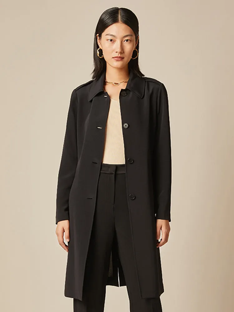 Lapel Mid-Length Women Trench Coat With Belt sold by Goelia