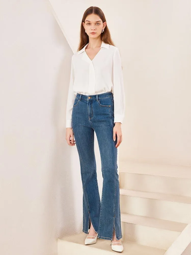 White Asymmetric Collar Woven Women Blouse sold by Goelia product image thumbnail 3