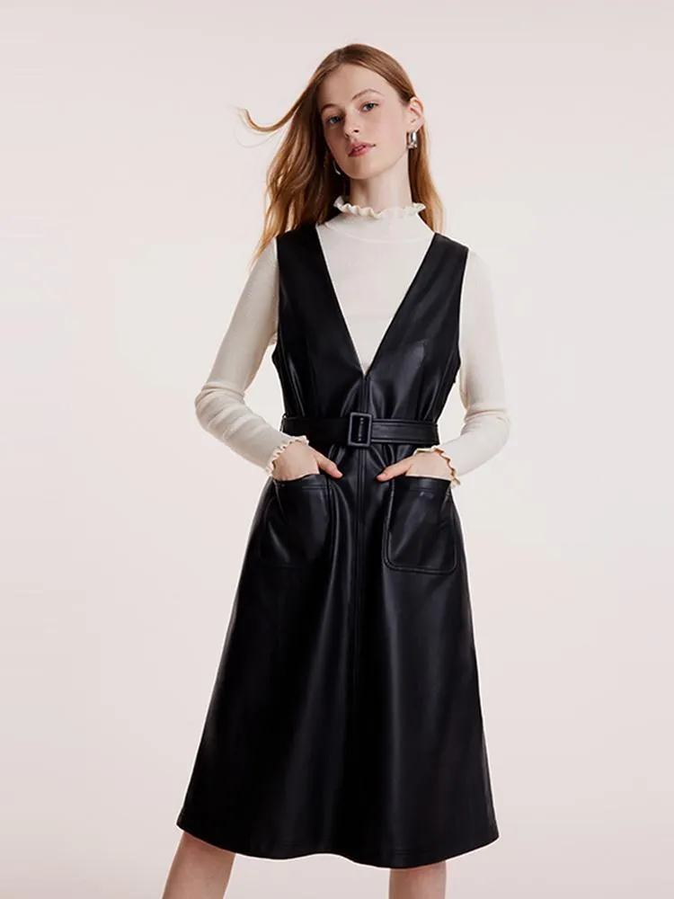 V-neck Vest Dresses With Belt sold by Goelia product image thumbnail 3