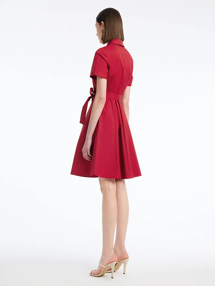 Red Square Neck Gathered Waist Mini Dress sold by Goelia product image thumbnail 2