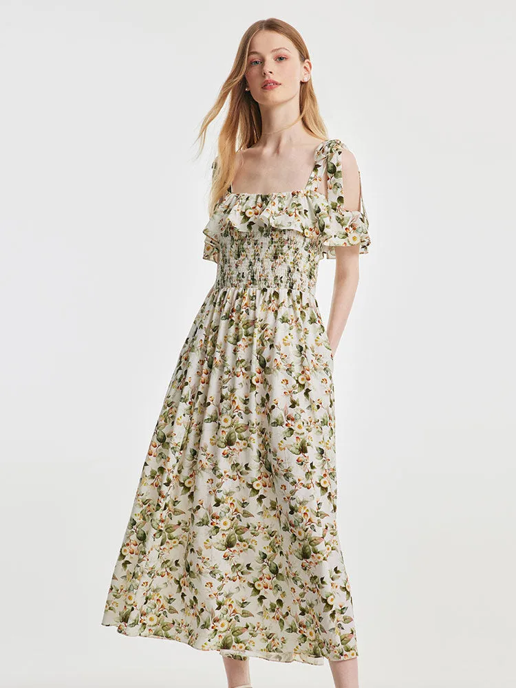 Eucalyptus Blossom Print Tie-Strap Maxi Dress sold by Goelia product image thumbnail 2