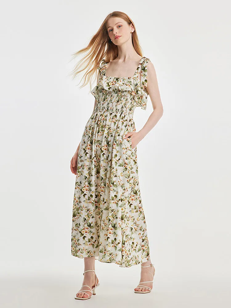 Eucalyptus Blossom Print Tie-Strap Maxi Dress sold by Goelia product image thumbnail 3
