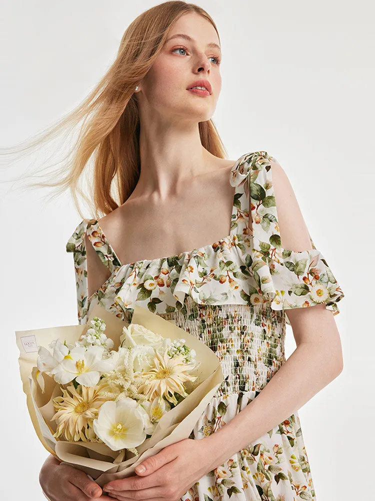Eucalyptus Blossom Print Tie-Strap Maxi Dress sold by Goelia product image thumbnail 5