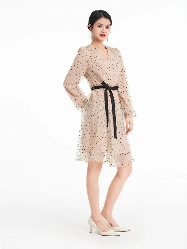 V-neck Mesh Patchwork Dress sold by Goelia product image thumbnail 2