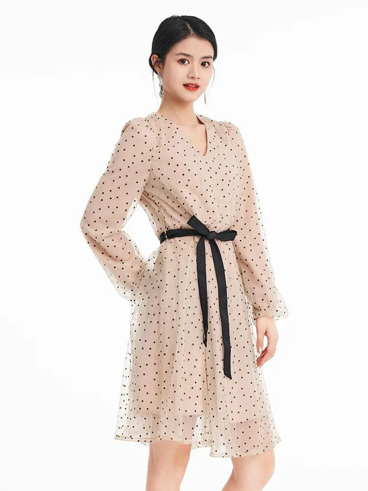 V-neck Mesh Patchwork Dress sold by Goelia product image thumbnail 4