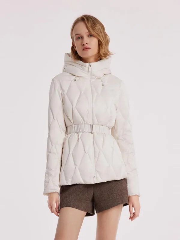 White Hooded Goose Down Garment sold by Goelia