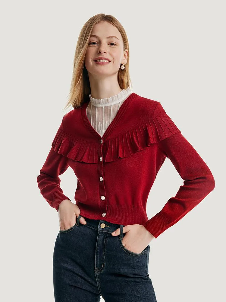 Tencel And Woolen Ruffle Cardigan sold by Goelia product image thumbnail 4