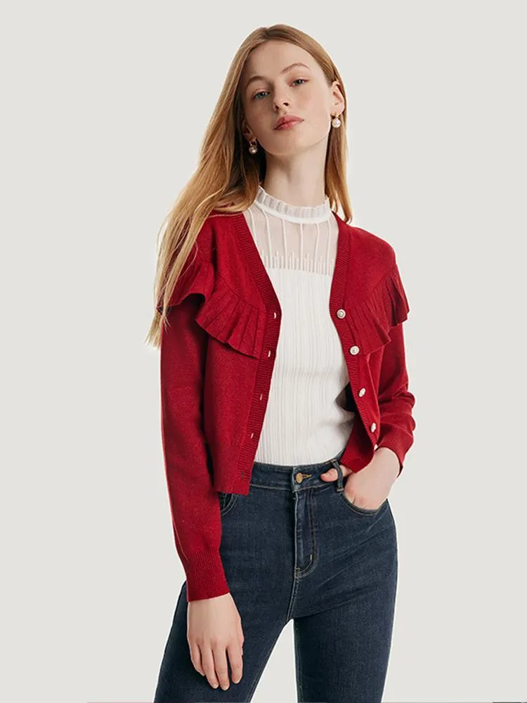 Tencel And Woolen Ruffle Cardigan sold by Goelia product image thumbnail 2