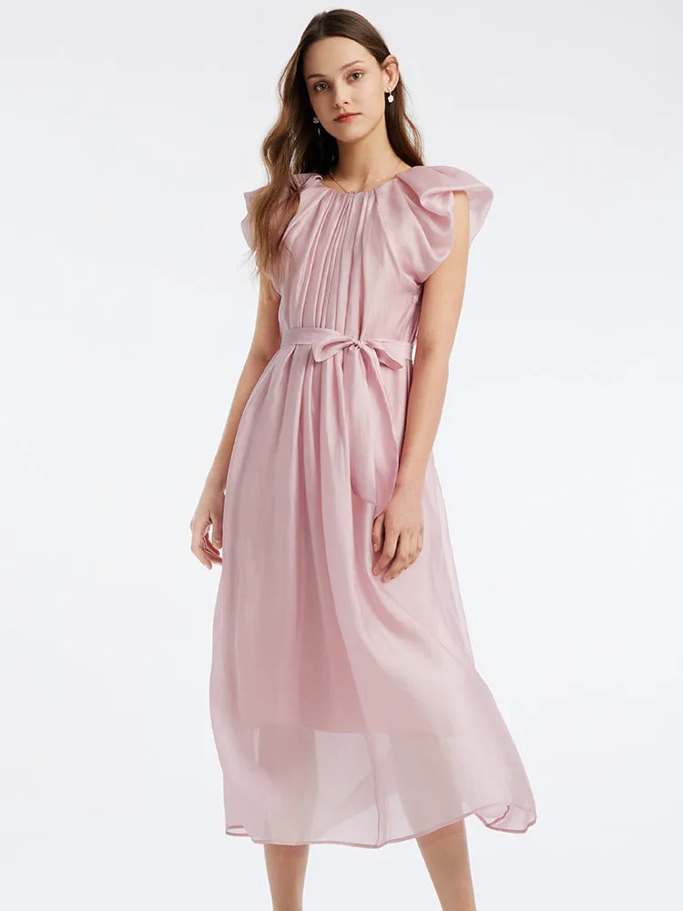 Pink V-Neck Ruffle Sleeve Maxi Dress sold by Goelia product image thumbnail 2