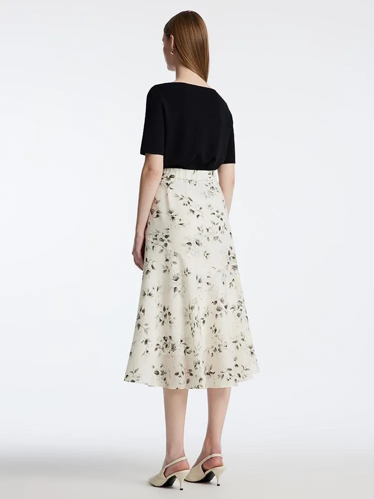 Ink Floral Print Mermaid Skirt sold by Goelia product image thumbnail 5