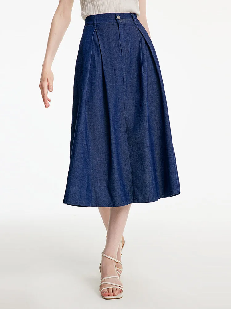 Blue Rubber Waist Denim Skirt sold by Goelia product image thumbnail 4