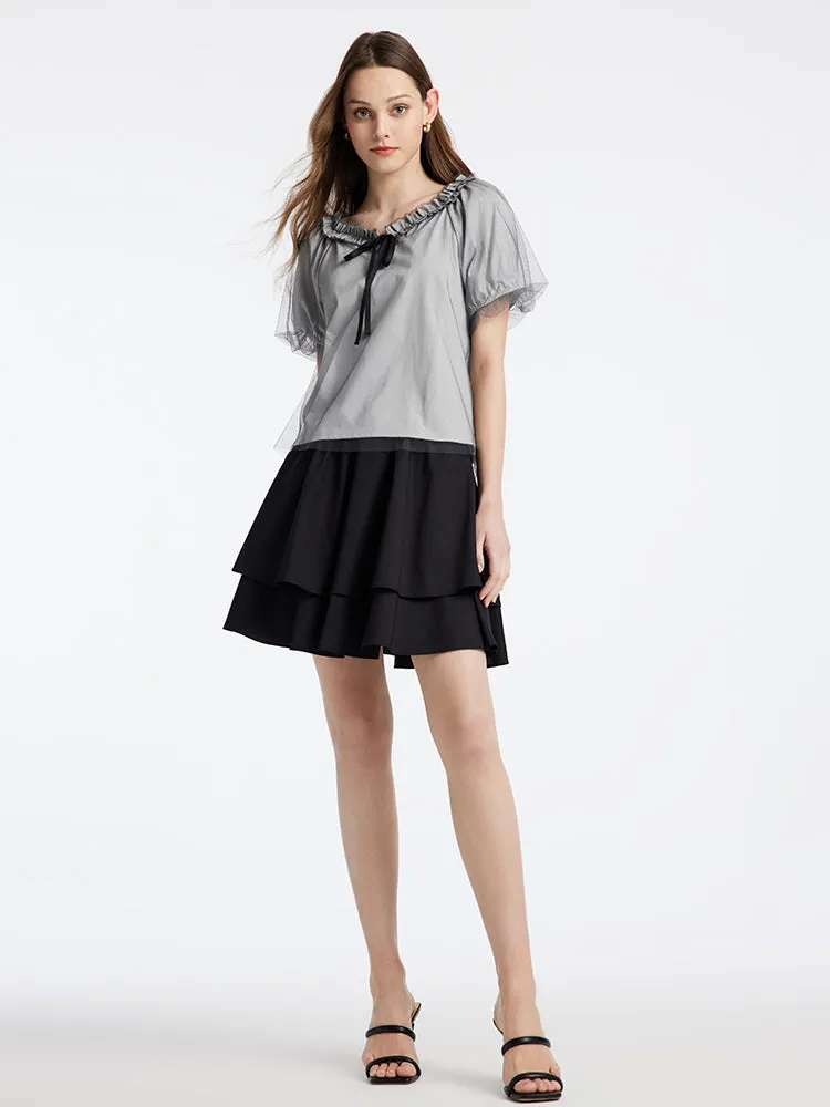 Knitted Mesh Blouse And Half Skirt Two-Piece Set sold by Goelia product image thumbnail 3