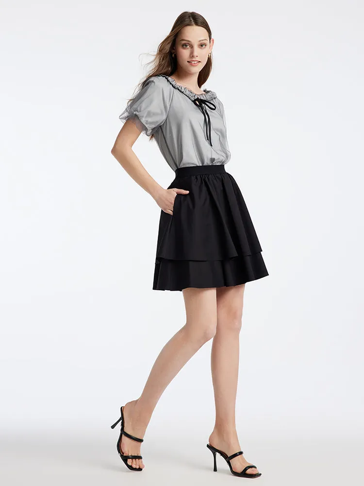 Knitted Mesh Blouse And Half Skirt Two-Piece Set sold by Goelia product image thumbnail 4