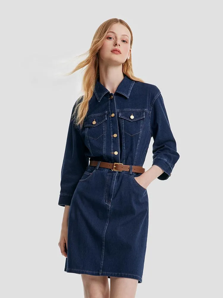 Denim Mini Dress With Belt sold by Goelia product image thumbnail 4