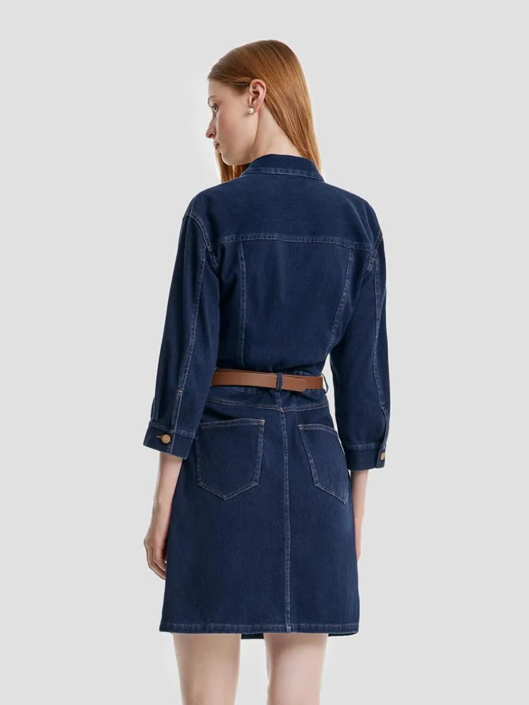 Denim Mini Dress With Belt sold by Goelia product image thumbnail 5