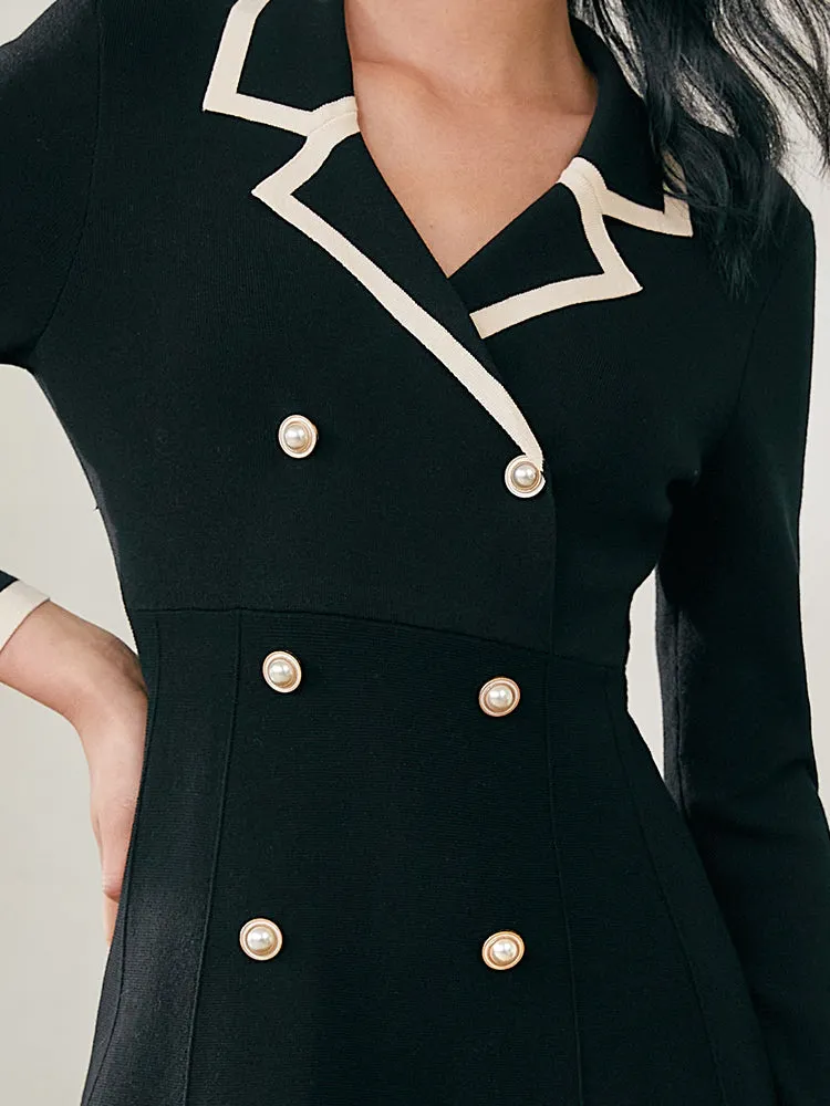 Fitted Double-Breasted Lapel Collar Mini Dress sold by Goelia product image thumbnail 5