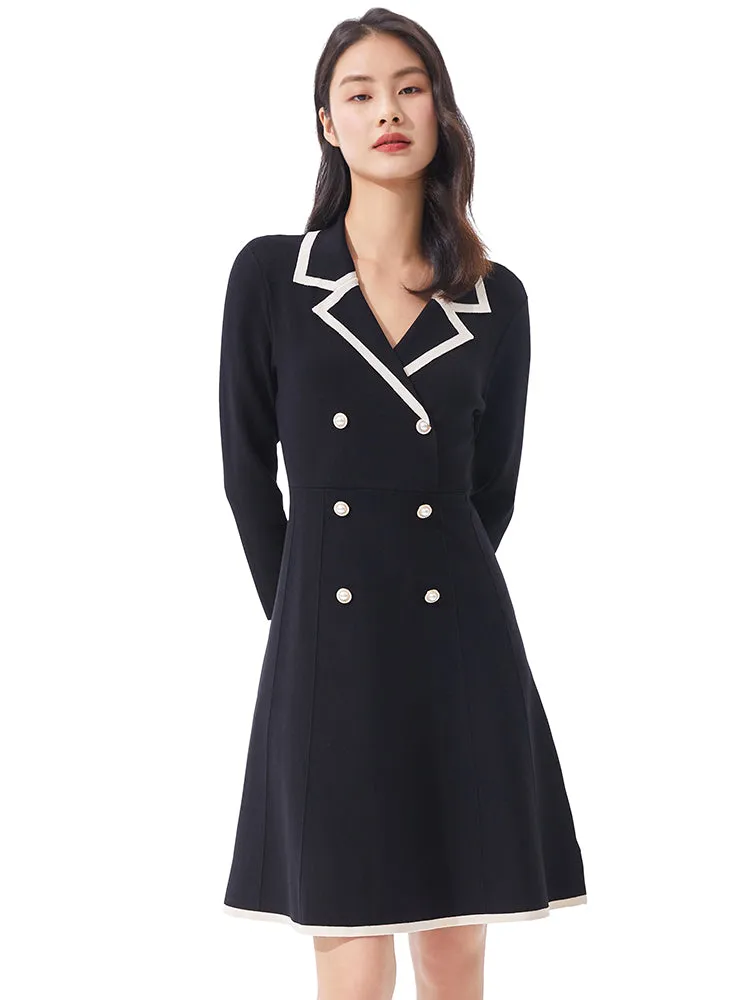 Fitted Double-Breasted Lapel Collar Mini Dress sold by Goelia product image thumbnail 2