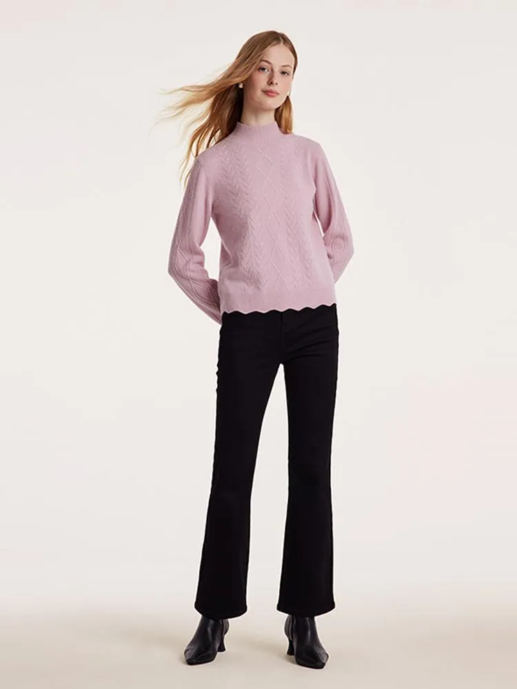 Pink Mock Neck Wool Women Sweater sold by Goelia product image thumbnail 3