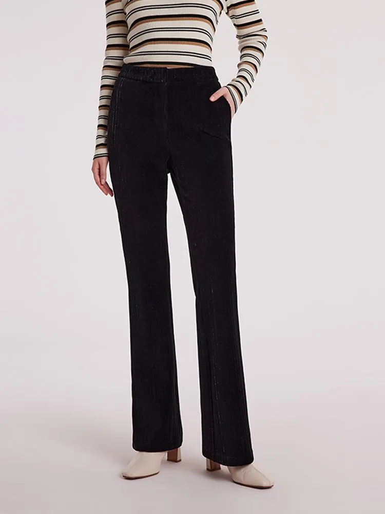 Black Flare Women Knit Pants sold by Goelia
