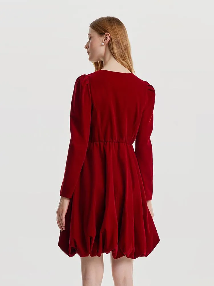 Red Velvet Mini Dress With Detachable Bowknot sold by Goelia product image thumbnail 5