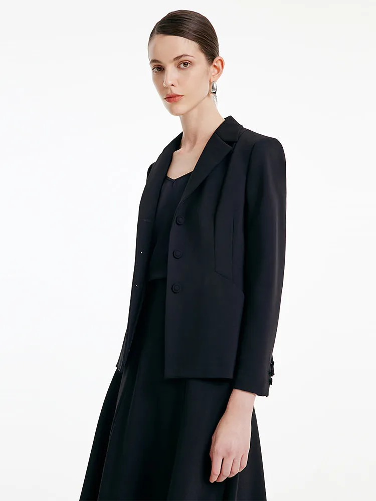 Black Worsted Woolen Blazer sold by Goelia product image thumbnail 4