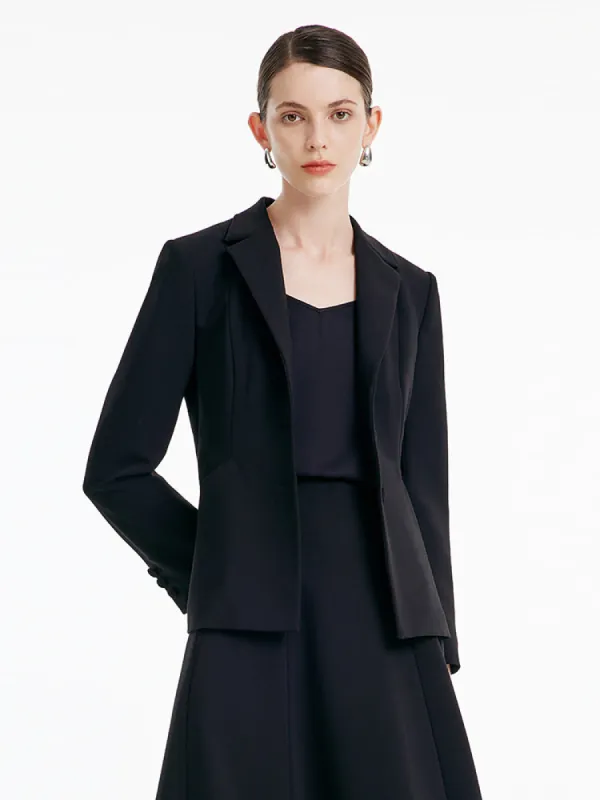 Black Worsted Woolen Blazer sold by Goelia